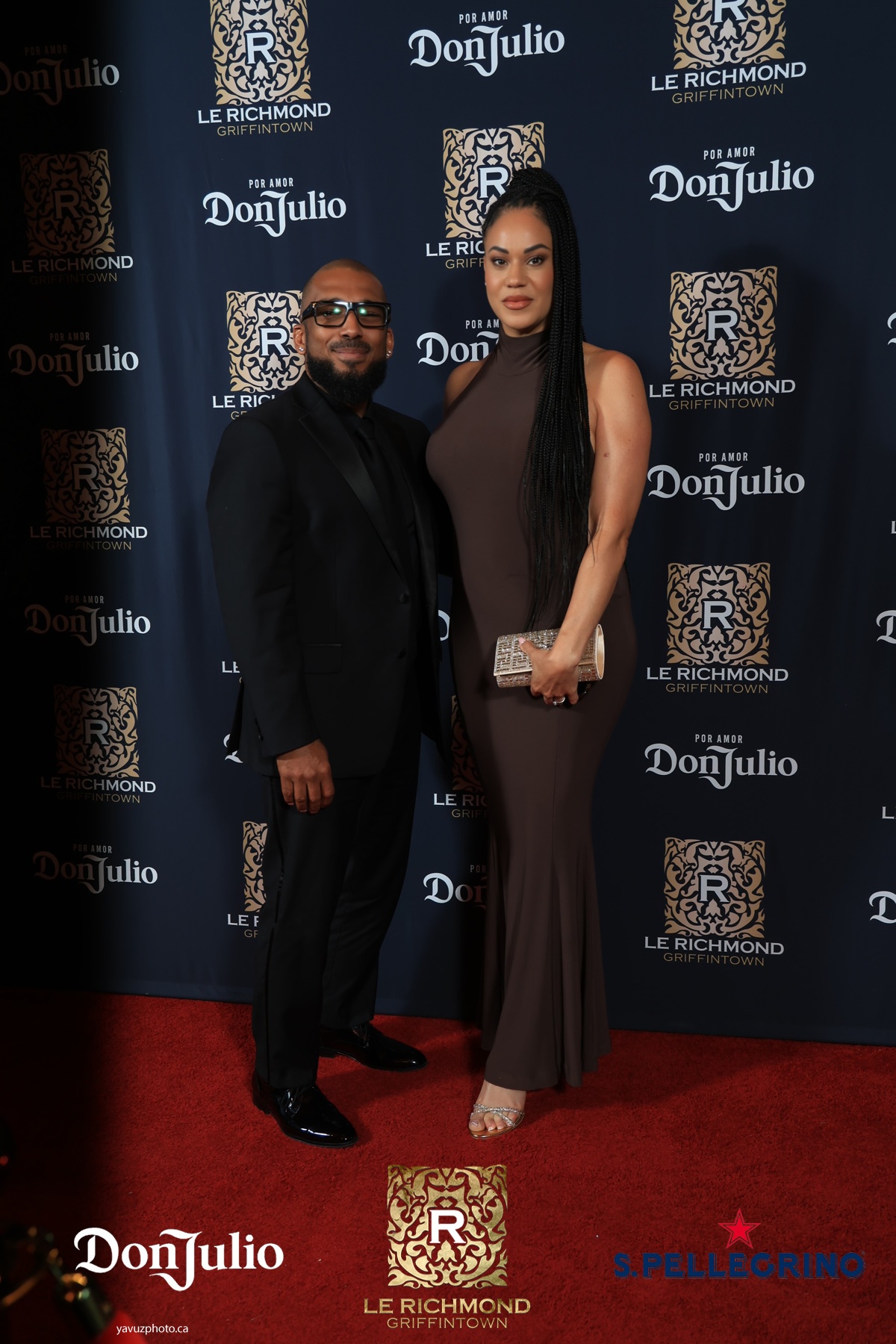 Svetlana Chernienko and William X-WAM McMillan on the red carpet at Le Richmond Griffintown Grand Prix Weekend 2025