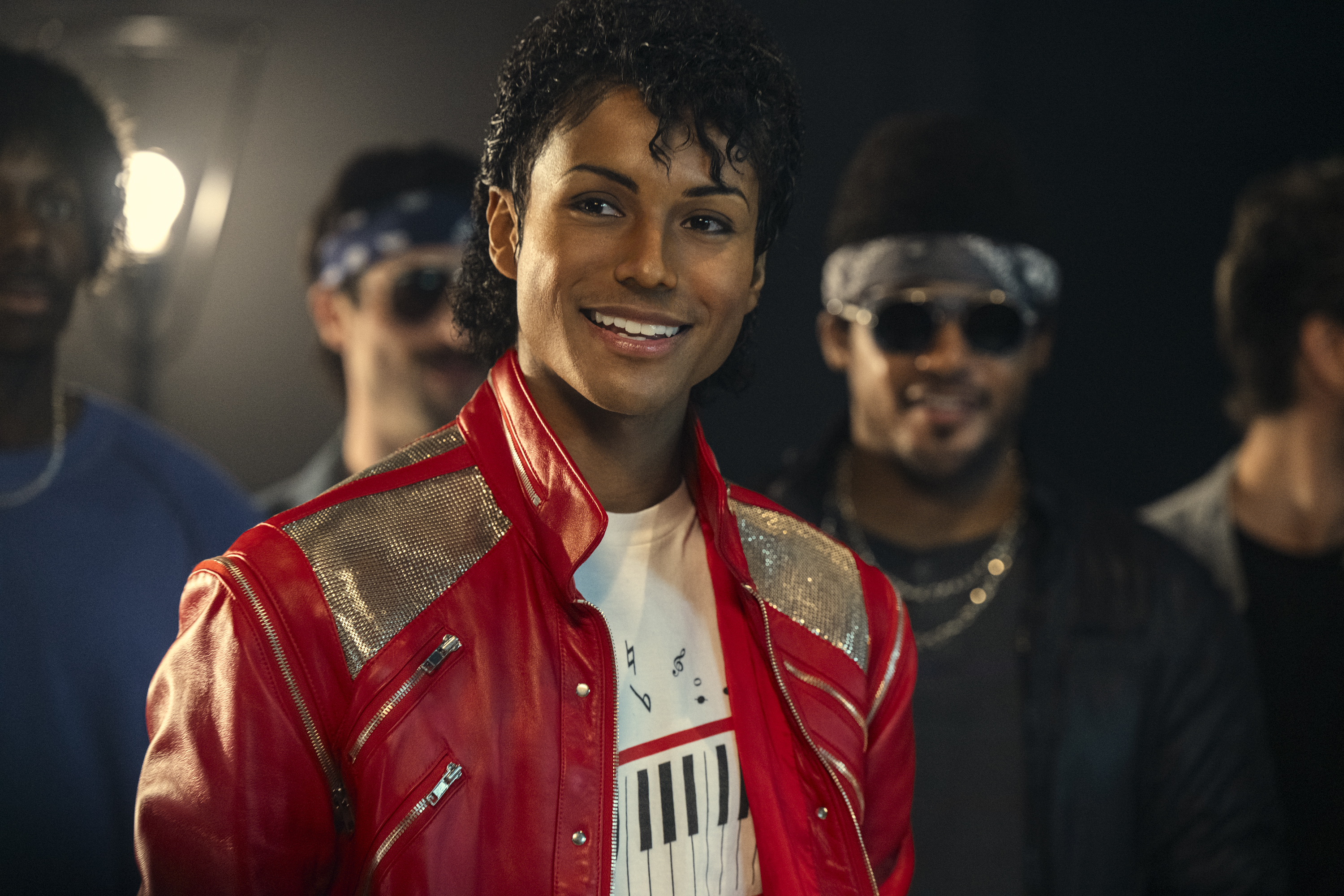 Jaafar Jackson as Michael Jackson in the iconic red Thriller jacket